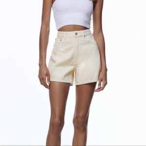 Zara Beige Retro Denim Shorts